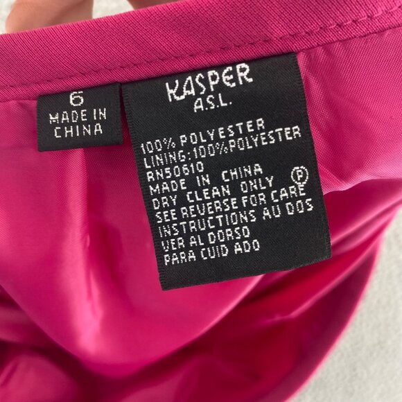 Kasper Suit Set Womens 6 Pink Blazer Button Up Pencil Knee Skirt Office Career - Picture 14 of 16